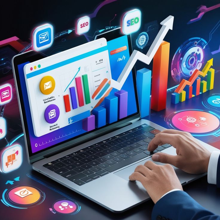 http://Digital%20marketing%20analytics%20dashboard%20on%20laptop%20screen%20showing%20SEO%20performance,%20email%20marketing,%20and%20business%20growth%20charts.