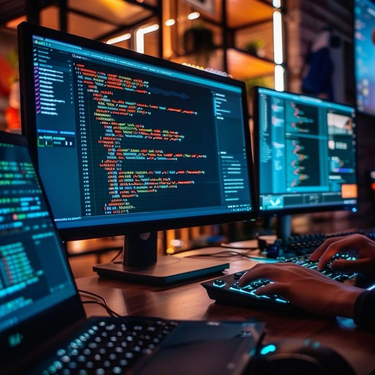 http://Developer%20writing%20code%20on%20multiple%20screens%20in%20a%20modern%20workspace%20with%20dark%20theme%20IDE%20and%20programming%20scripts.